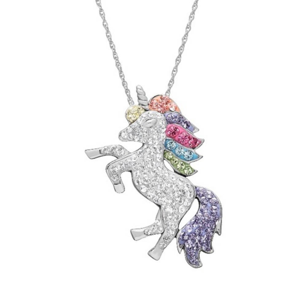 Multi-Colored Unicorn Pendant Necklace made with Swarovski Crystals